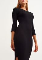 Bayan Siyah Maxi Triko Elbise