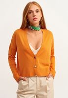 Bayan Turuncu Nature Friendly Crop Triko Hırka ( TENCEL™ )