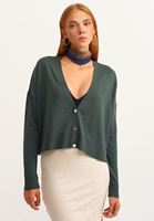 Bayan Yeşil Nature Friendly Crop Triko Hırka ( TENCEL™ )