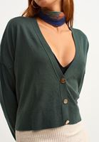 Bayan Yeşil Nature Friendly Crop Triko Hırka ( TENCEL™ )