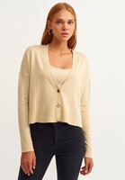 Bayan Bej Nature Friendly Crop Triko Hırka ( TENCEL™ )