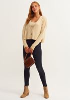 Bayan Bej Nature Friendly Crop Triko Hırka ( TENCEL™ )