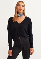 Bayan Siyah Nature Friendly V-Neck Triko ( TENCEL™ )