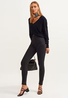 Bayan Siyah Nature Friendly V-Neck Triko ( TENCEL™ )