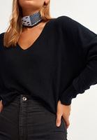 Bayan Siyah Nature Friendly V-Neck Triko ( TENCEL™ )