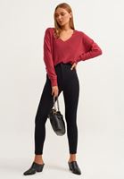 Bayan Bordo Nature Friendly V-Neck Triko ( TENCEL™ )