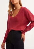 Bayan Bordo Nature Friendly V-Neck Triko ( TENCEL™ )