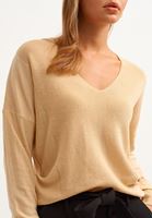 Bayan Bej Nature Friendly V-Neck Triko ( TENCEL™ )