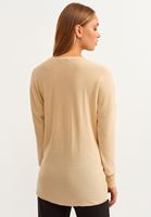 Bayan Bej Nature Friendly V-Neck Triko ( TENCEL™ )