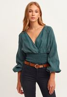 Bayan Yeşil Nature Friendly Bohem Bluz ( TENCEL™ )
