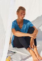 Bayan Mavi Organik Pamuk Cepli Oversize Tişört  ( TENCEL™ )