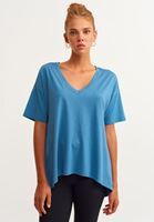 Bayan Mavi Organik Pamuk Cepli Oversize Tişört  ( TENCEL™ )