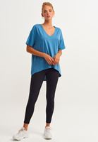 Bayan Mavi Organik Pamuk Cepli Oversize Tişört  ( TENCEL™ )