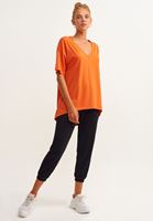 Bayan Turuncu Organik Pamuk Cepli Oversize Tişört  ( TENCEL™ )
