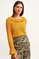 Bayan Sarı Fırfırlı Bluz