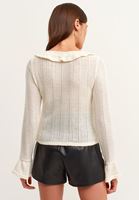 Bayan Krem Fırfırlı Bluz