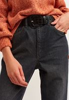 Bayan Siyah Crocodile Dokulu Casual Kemer