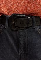 Bayan Siyah Crocodile Dokulu Casual Kemer