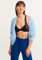 Bayan Siyah Çapraz Askılı Dantelli Bralet