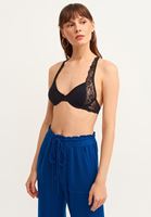 Bayan Siyah Çapraz Askılı Dantelli Bralet