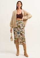 Bayan Bej Saç Örgülü Şönil Hırka