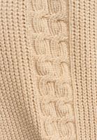 Bayan Bej Saç Örgülü Şönil Hırka