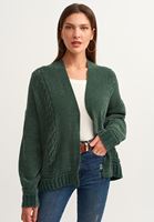 Bayan Yeşil Saç Örgülü Şönil Hırka