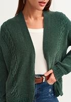 Bayan Yeşil Saç Örgülü Şönil Hırka