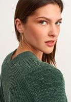 Bayan Yeşil Saç Örgülü Şönil Hırka