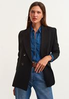 Bayan Siyah Special Çift Düğmeli Blazer Ceket