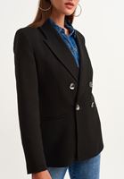 Bayan Siyah Special Çift Düğmeli Blazer Ceket