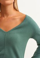 Bayan Yeşil Deep V-Neck Triko