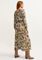 Bayan Çok Renkli Balon Kollu Maxi Elbise