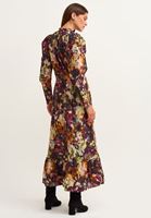 Bayan Çok Renkli High-Neck Romantik Esintili Uzun Elbise