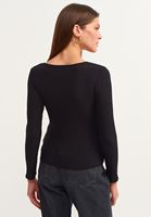 Bayan Siyah Casual Uzun Kollu Top 