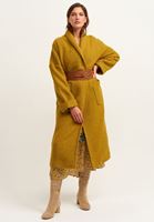 Bayan Yeşil Wool Blend Uzun Cepli Kaban