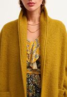 Bayan Yeşil Wool Blend Uzun Cepli Kaban