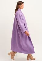 Bayan Mor Wool Blend Uzun Cepli Kaban