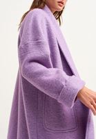 Bayan Mor Wool Blend Uzun Cepli Kaban