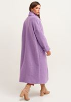Bayan Mor Wool Blend Uzun Cepli Kaban