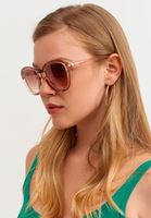 Bayan Pembe Yuvarlak Çerçeve Detaylı Gözlük