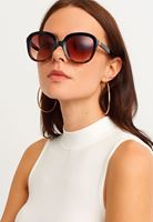 Bayan Kahverengi Yuvarlak Çerçeve Detaylı Gözlük