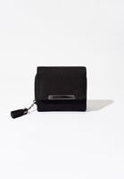 Bayan Siyah Çok Gözlü Süet Cüzdan