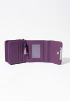 Bayan Mor Çok Gözlü Süet Cüzdan
