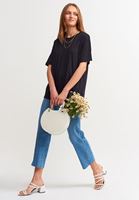 Bayan Siyah Kısa Kollu Oversize Tişört ( MODAL )