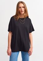 Bayan Siyah Kısa Kollu Oversize Tişört ( MODAL )