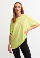 Bayan Yeşil Kısa Kollu Oversize Tişört ( MODAL )
