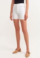 Bayan Beyaz Denim Mini Şort