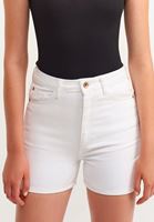 Bayan Beyaz Denim Mini Şort