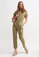 Bayan Yeşil Kemer Detaylı Tulum